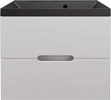 Style Line Тумба с кварцевой раковиной антрацит Матис 60 подвесная белая матовая